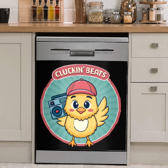 Cluckin Beats Chicken Hip Hop Retro 90s. Dish Washer Covers
