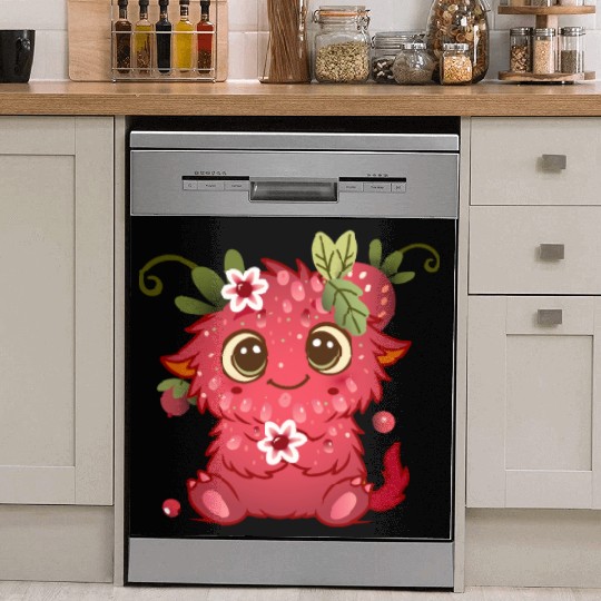 Cute Monster in Raspberry Design Dish Washer Covers