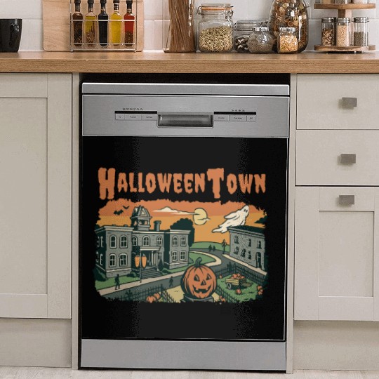 Halloweentown Spooky Sunset Scene – Vintage Hallow Dish Washer Covers
