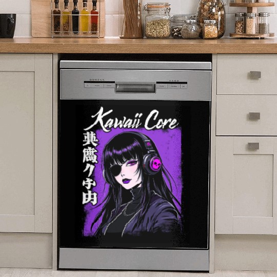 Cyberpunk Girl Kawaii Core Dish Washer Covers