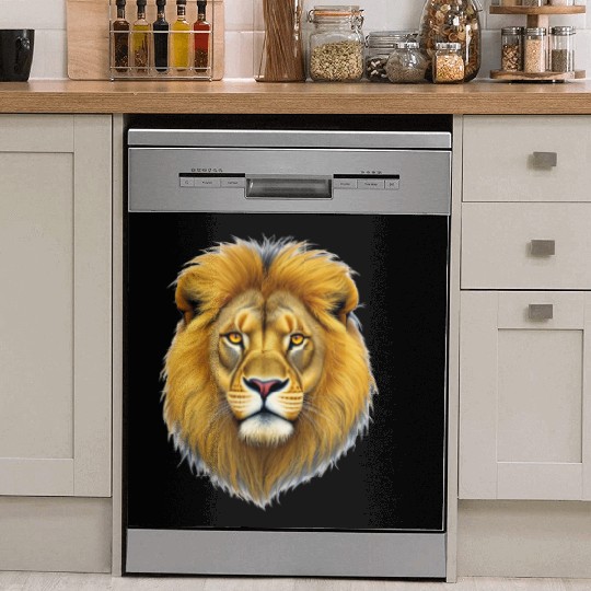 Majestic Lion Head – Fierce & Powerful Animal Art Dish Washer Covers