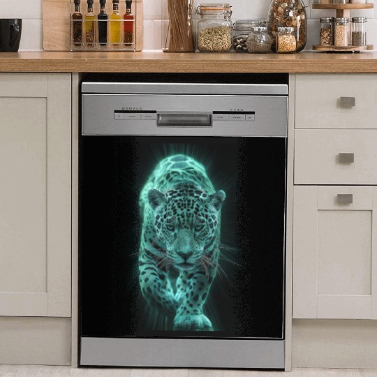 Neon Jaguar in Motion Dish Washer Covers