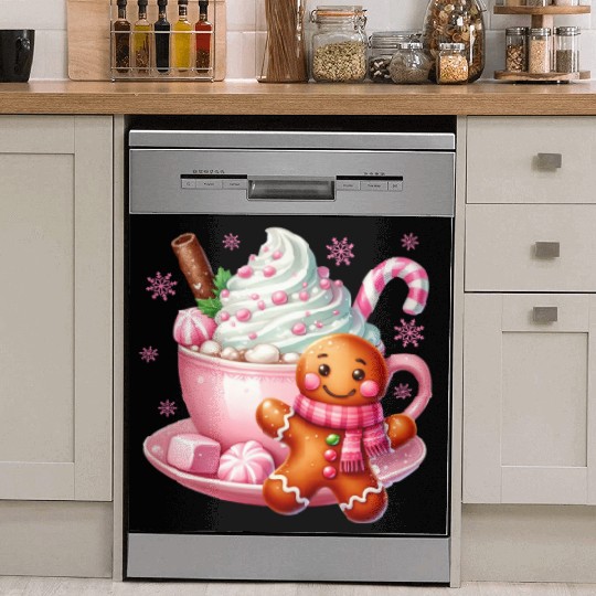 Whimsical Holiday Hot Chocolate Scene Dish Washer Covers