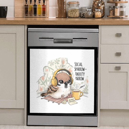 "Social Sparrow – Anxiety Parrow" Dish Washer Covers