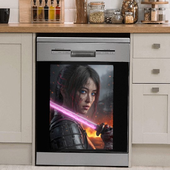 Cyberpunk Samurai Girl Dish Washer Covers