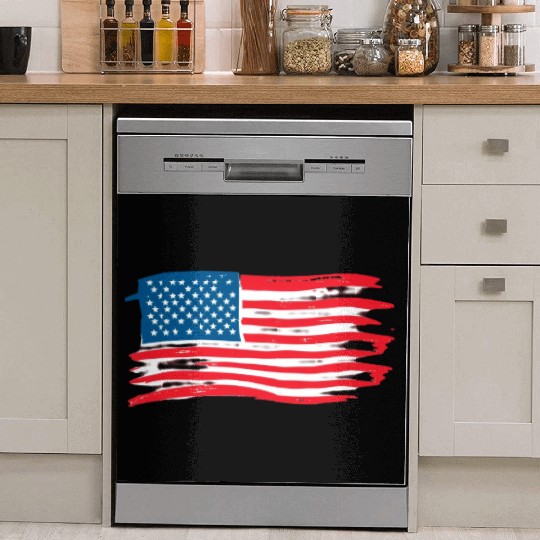 Abstract American Flag Art Print Dish Washer Covers