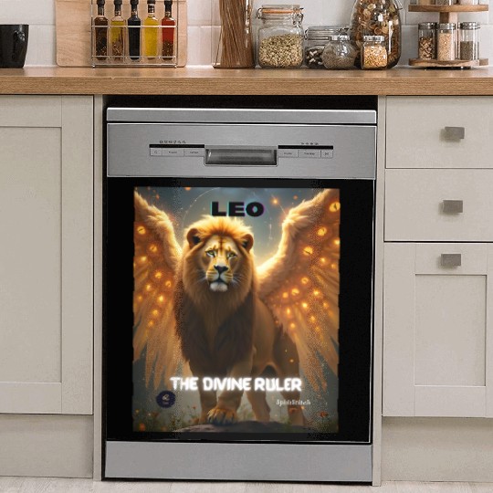 Leo the Divine Ruler with Angel Wings Dish Washer Covers