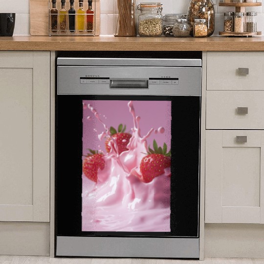 Strawberries in Pink Splash Dish Washer Covers