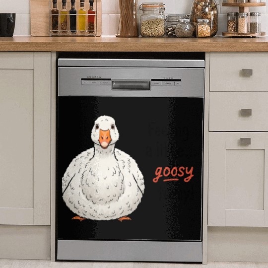 Goofy Goose Feeling a Little Happy Dish Washer Covers