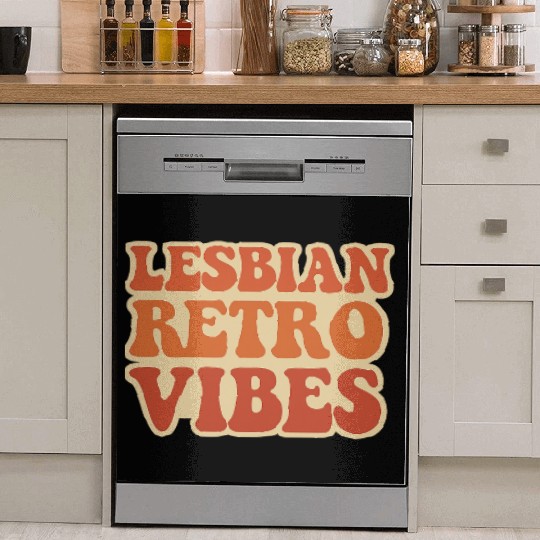 Lesbian Retro Vibes Typography Design Dish Washer Covers