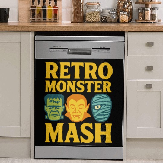 Retro Monster Mash Dish Washer Covers Design