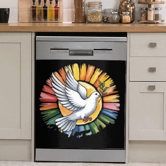 Peaceful Dove with Olive Branch Design Dish Washer Covers