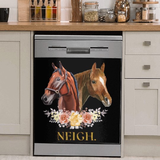 Elegant Horse Floral Neigh Funny Equestrian Art Dish Washer Covers