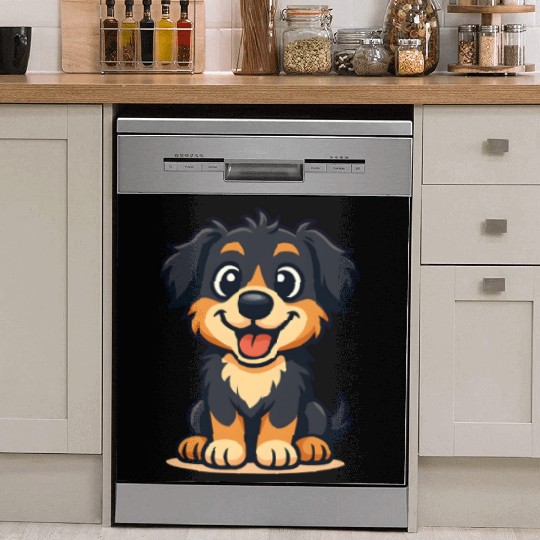 Playful Border Collie Cartoon Design Dish Washer Covers