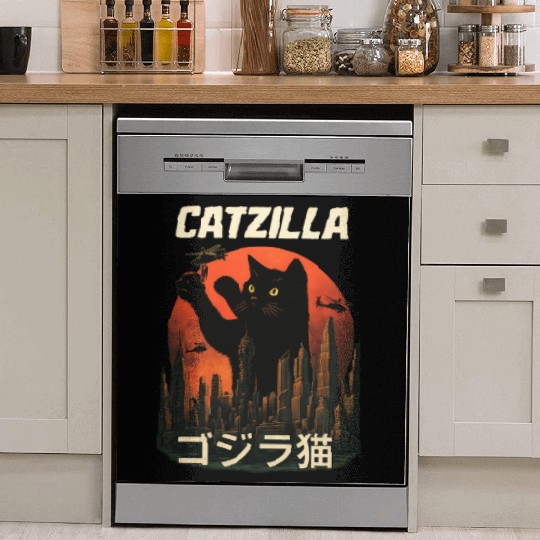 Vintage Catzilla: Funny Cat Monster Dish Washer Covers