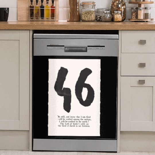 Psalm 46 Minimalist Christian typography poster Dish Washer Covers
