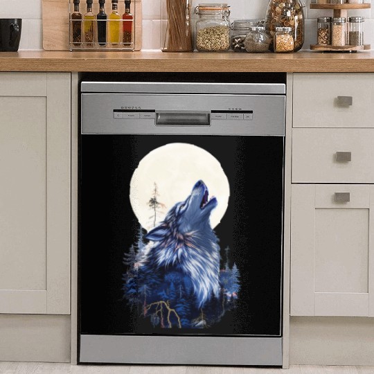 Lunar Howl Forest Mythical Wolf Dish Washer Covers