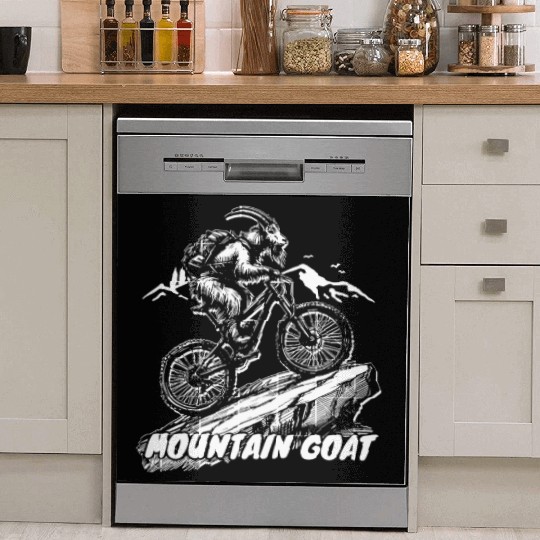 Mountain Goat on Bike Dish Washer Covers