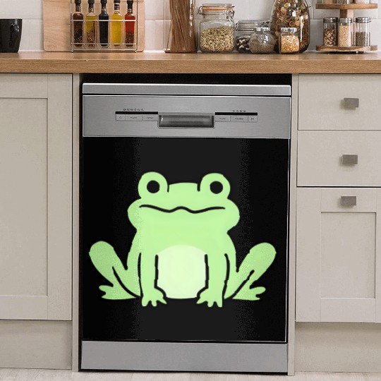 Lime Green Cartoon Frog Design Dish Washer Covers