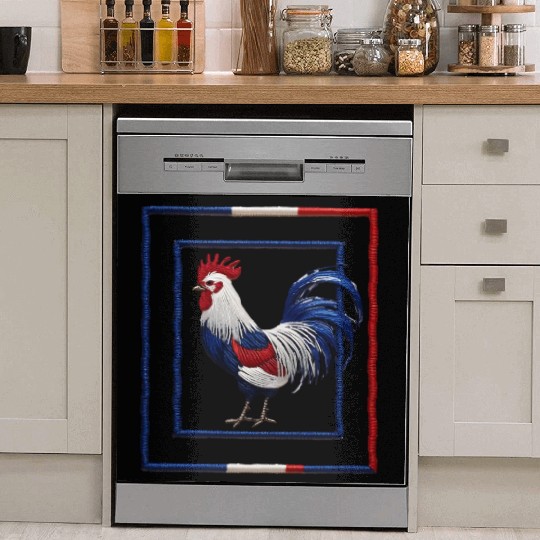 French Rooster Blue White Red National Flag Design Dish Washer Covers