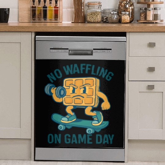 Waffle Character Skateboard Design Dish Washer Covers