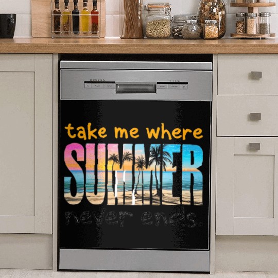 Sunset Beach Paradise Typography Dish Washer Covers