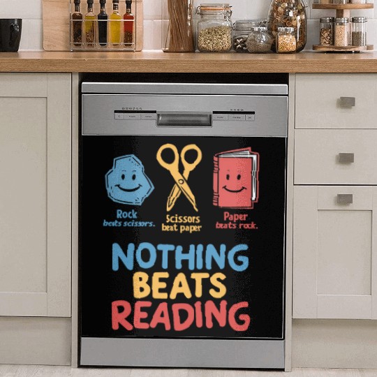 Nothing Beats Reading Funnny Rock Paper Scissors  Dish Washer Covers