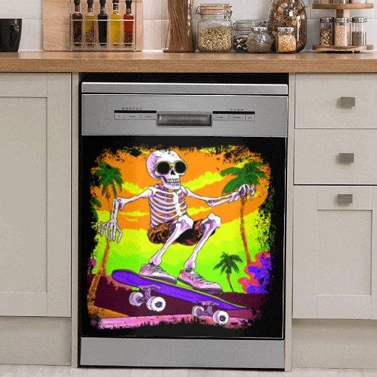 Skeleton skateboarder Dish Washer Covers