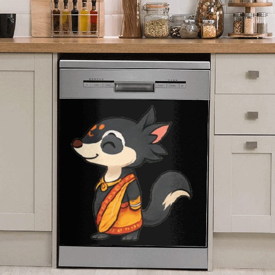 Adorable Animal Character in Vibrant Attire Dish Washer Covers