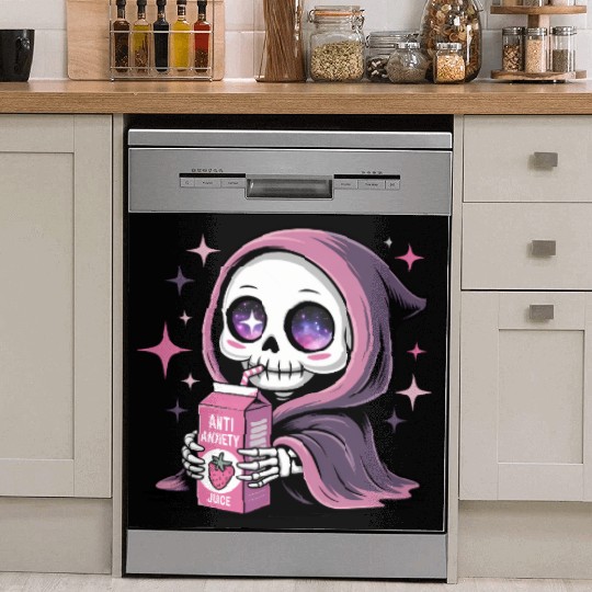 Cosmic Skeleton Drinking Strawberry Juice Dish Washer Covers