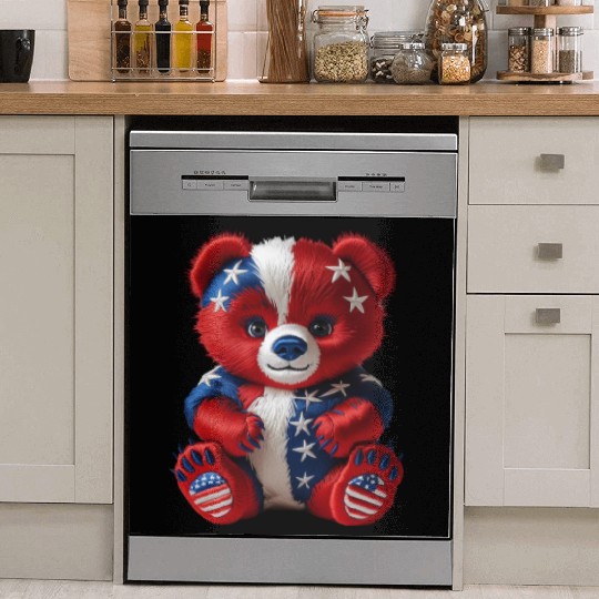 Patriotic Bear in Stars and Stripes Dish Washer Covers