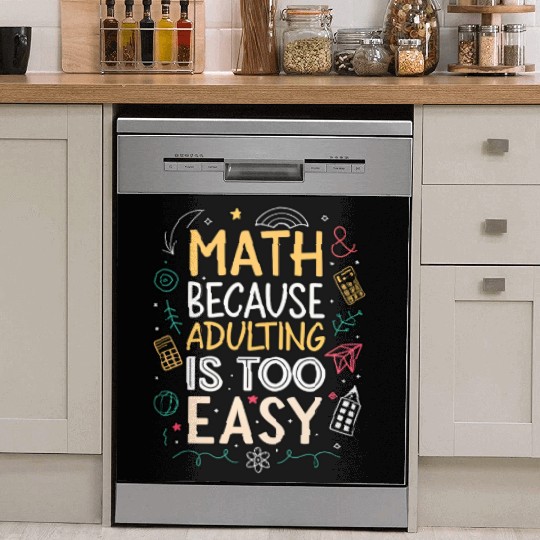 Math and Adulting Humor Illustration Dish Washer Covers