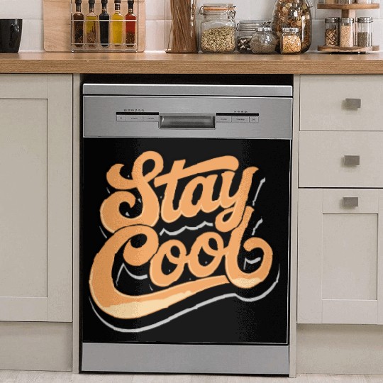Retro style stay cool text Dish Washer Covers typography