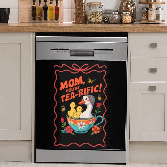 Motherly Swan and Ducklings Tea Humor Dish Washer Covers