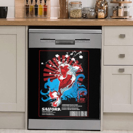 Traditional Japanese Koi Fish Water Tattoo Dish Washer Covers