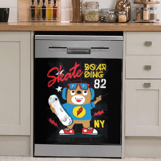 Skateboarding Bear NY Skate Dish Washer Covers