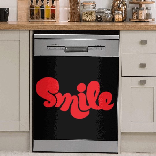 Vibrant Red Smile Typography Design Dish Washer Covers