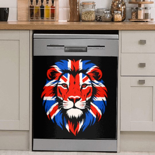 Lion with British Flag Mane Dish Washer Covers