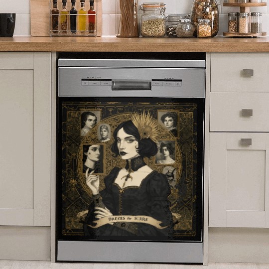Gothic Portrait with Sunburst Halo Dish Washer Covers
