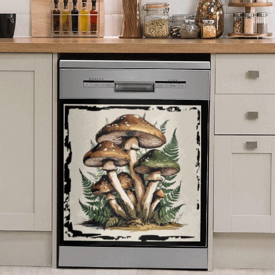 Mushroom Forest Botanical Illustration Dish Washer Covers