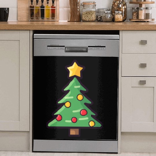 Festive Christmas Tree with Colorful Ornaments Dish Washer Covers