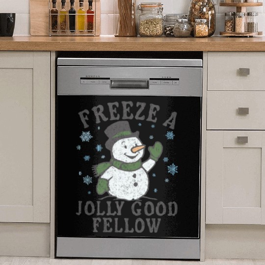 Frosty Snowman Jolly Greeting Design Dish Washer Covers