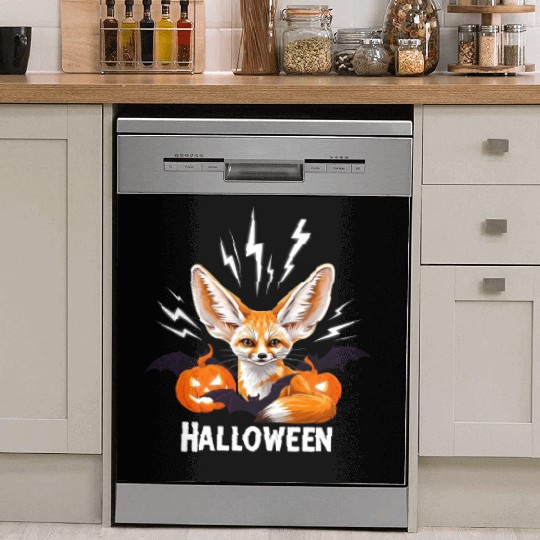 Whimsical Halloween Fox with Bat Wings Dish Washer Covers