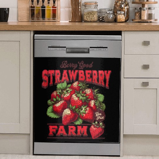 Strawberry Farm Vintage Illustration Dish Washer Covers