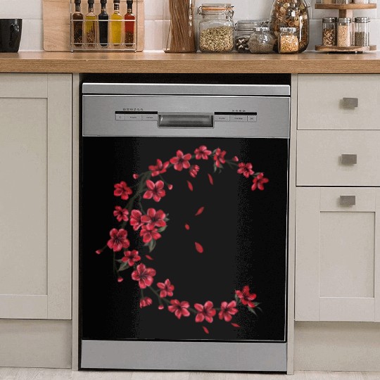 Red Moon Cherry Blossom Sakura Flower Design Dish Washer Covers