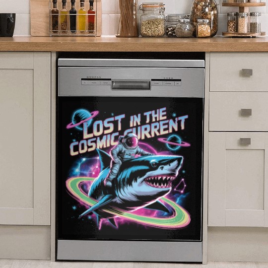 Cosmic Shark Astronaut Adventure Dish Washer Covers