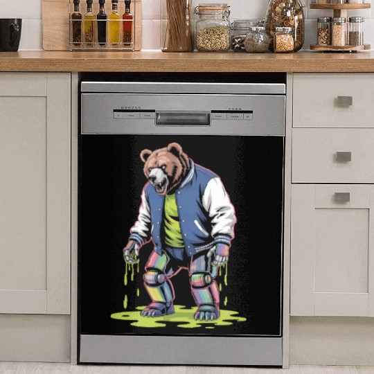 Cyber Toxic Grunge Bear Streetwear Futuristic Dish Washer Covers