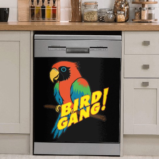 Bird Gang Parrot Cartoon Sticker | Tropical Funny  Dish Washer Covers