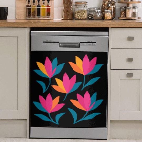 Colorful Abstract Tulips Graphic Dish Washer Covers