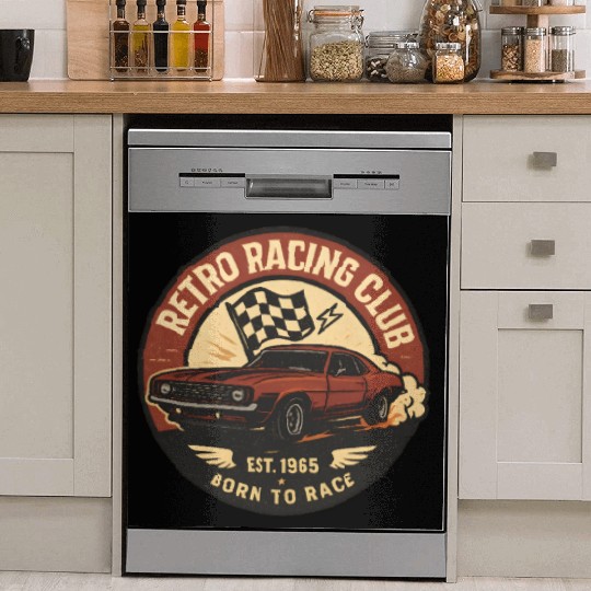 Retro Racing Club Emblem Dish Washer Covers